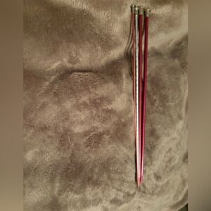 Vintage Set of Knitting Needles in Red and Silver